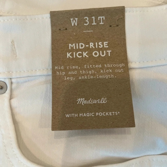 NWT Madewell kick out jeans in white size 31T, ankle length - Picture 6 of 8